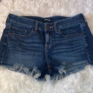 Low rise frayed denim shorts from Express.